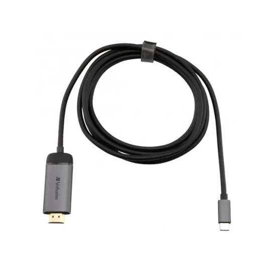 Hub USB Verbatim z 1 portami, szary, długość przewodu 1,5m, USB C na HDMI