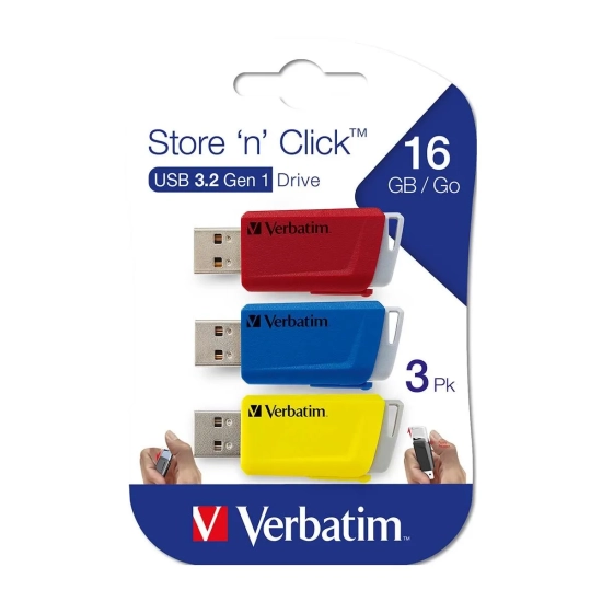 Pendrive Verbatim USB 3.0, 16 GB, Store N Click, mix kolorów, 49306