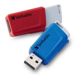 Zestaw 2 pendrive’ów Verbatim Store 'n' Click 32 GB MPN 49308 w kolorach czerwony / niebieski.
