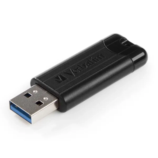 Pendrive Verbatim PinStripe 64 GB, MPN 49318, złącze USB-A, kolor czarny.