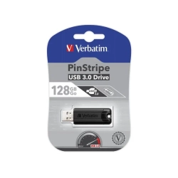 Pendrive Verbatim USB 3.0, 128 GB, PinStripe, Store N Go, czarny, 49319