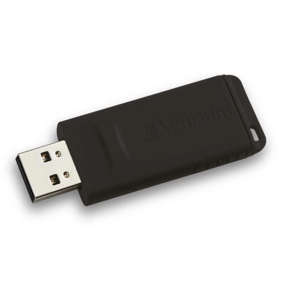 Pendrive Verbatim Slider 128 GB w kolorze czarny, ze złączem USB-A.