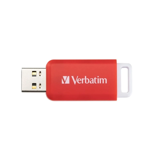 Pendrive Verbatim DataBar 16 GB MPN 49453 w kolorze czerwony, ze złączem USB-A.