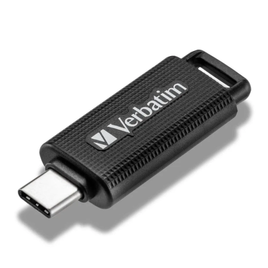Pendrive Verbatim Store 'n' Go USB-C 128 GB w kolorze czarny, ze złączem USB-C.