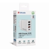 Verbatim 49701 ładowarka sieciowa USB 30 W, 4 porty, biała