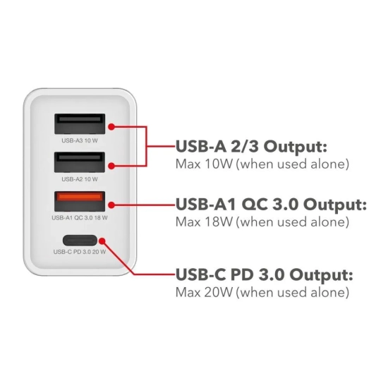Verbatim 49701 ładowarka sieciowa USB 30 W, 4 porty, biała