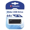 Pendrive Verbatim Slider 64 GB MPN 98698 w kolorze czarny, ze złączem USB-A.