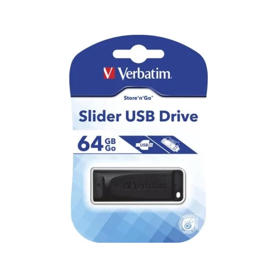 Pendrive Verbatim USB 2.0, 64 GB, Slider, czarny, USB A 98698