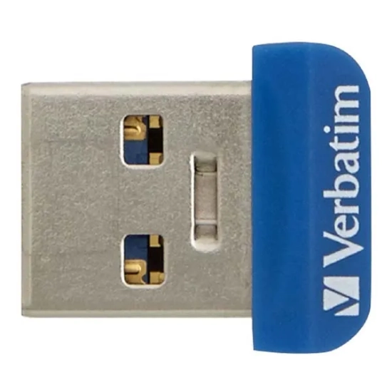 Pendrive Verbatim Store 'n' Stay NANO 64 GB MPN 98711 w kolorze niebieski, ze złączem USB-A.