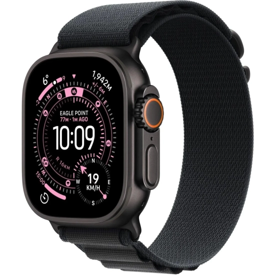 Apple Watch Ultra 3 49 mm GPS + Cellular; koperta 49 mm, materiał: tytan, kolor: czarny; opaska Alpine Loop, kolor: czar