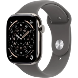 Apple Watch Series 11 46 mm GPS + Cellular; koperta 46 mm, materiał: tytan, kolor: naturalny; pasek sportowy, kolor: kam
