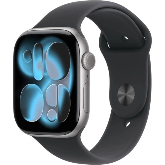 Apple Watch Series 11 46 mm GPS; koperta 46 mm, materiał: aluminium, kolor: gwiezdna szarość; pasek sportowy, kolor: cza