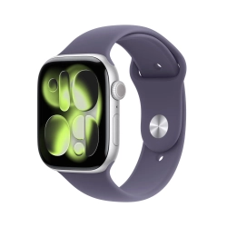 Apple Watch Series 11 46 mm GPS; koperta 46 mm, materiał: aluminium, kolor: srebrny; pasek sportowy, kolor: fioletowy Pu Apple Watch Series 11 46 mm GPS; koperta 46 mm, materiał: aluminium, kolor: srebrny; pasek sportowy, kolor: fioletowy Pu