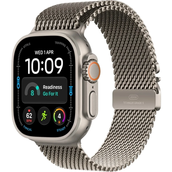Apple Watch Ultra 4 49 mm GPS + Cellular; koperta 49 mm, materiał: tytan, kolor: naturalny; tytanowa bransoleta mediolań