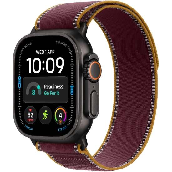 Apple Watch Ultra 4 49 mm GPS + Cellular; koperta 49 mm, materiał: tytan, kolor: czarny; opaska Alpine Loop, kolor: burg