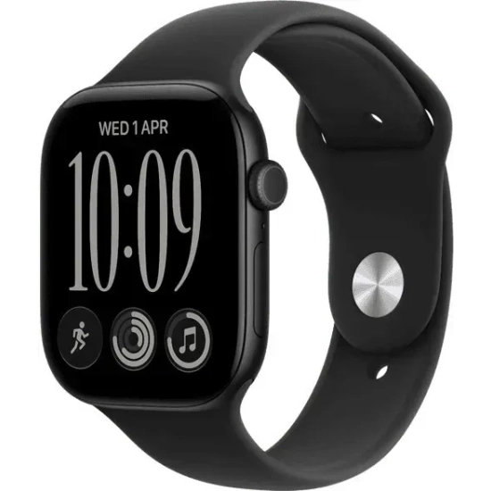 Apple Watch Series 12 42 mm GPS; koperta 42 mm, materiał: aluminium, kolor: czarny; pasek sportowy, kolor: czarny, rozmi