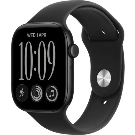 Apple Watch Series 12 46 mm GPS; koperta 46 mm, materiał: aluminium, kolor: czarny; pasek sportowy, kolor: czarny, rozmi