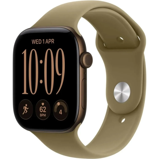 Apple Watch Series 12 42 mm GPS + Cellular; koperta 42 mm, materiał: aluminium, kolor: ciemny brąz; pasek sportowy, kolo