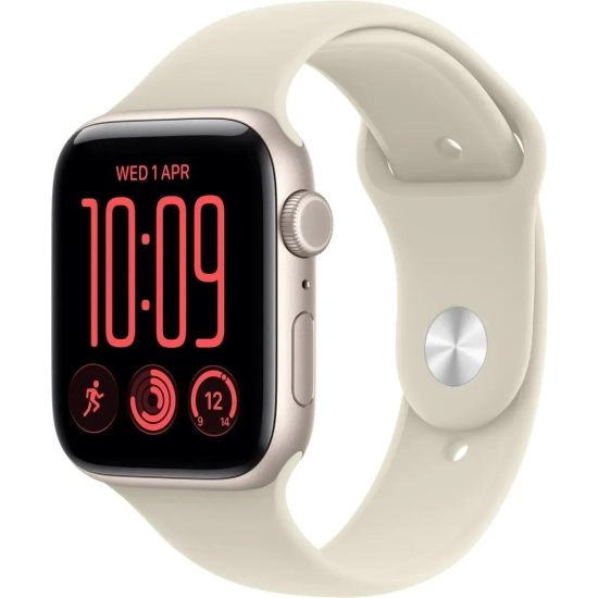 Apple Watch SE 3 44 mm GPS + Cellular; koperta 44 mm, materiał: aluminium, kolor: księżycowa poświata; pasek sportowy, k
