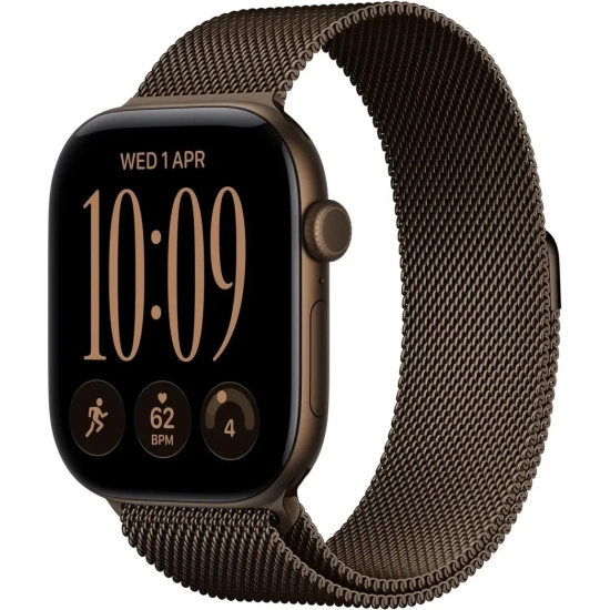 Apple Watch Series 12 42 mm GPS, aluminium w kolorze Dark Bronze z paskiem Dark Bronze Milanese Loop, kod producenta MKD