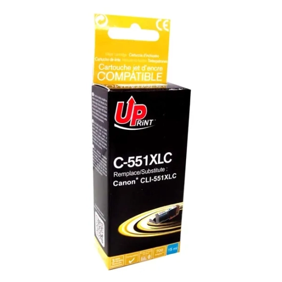 Kompatybilny tusz UPrint CLI551C XL high capacity C-551XLC, cyjan, 11 ml