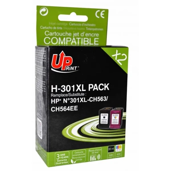 Kompatybilny tusz UPrint CH563EE+CH564EE HP 301XL H-301XL-PACK, czarny