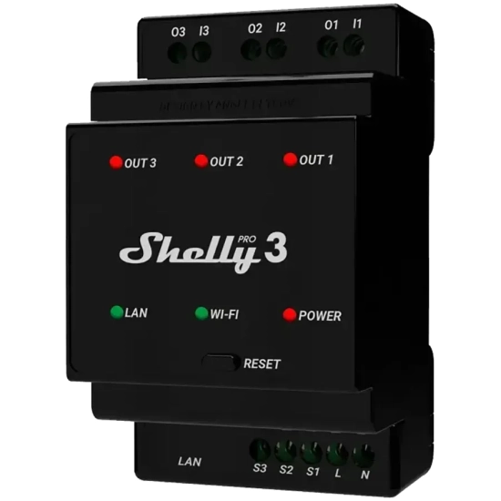 Przekaźnik Shelly Pro 3 DIN 3 kanały