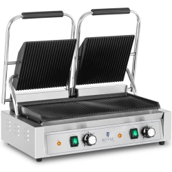 Royal Catering Grill kontaktowy podwójny dwustronny ryflowany 3600 W