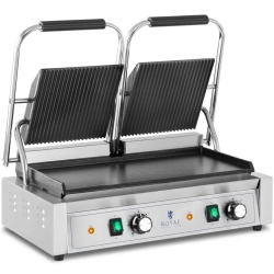 Royal Catering Grill kontaktowy podwójny z płytą gładką i ryflowaną 48 x