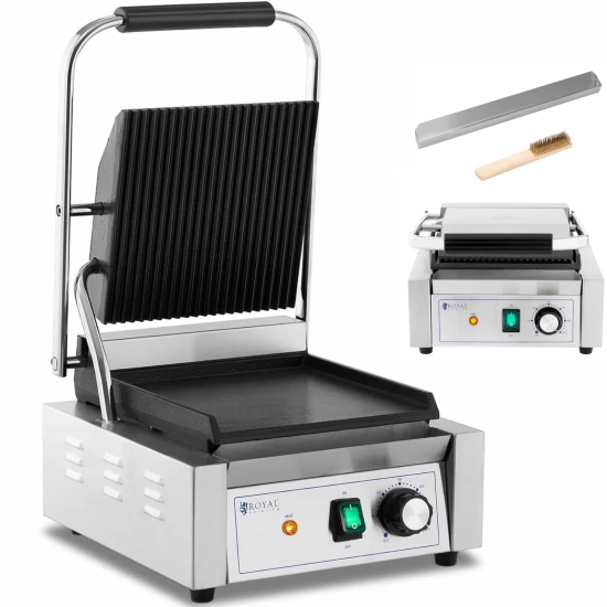 Royal Catering Grill kontaktowy elektryczny płyta gładka i ryflowana 23 x