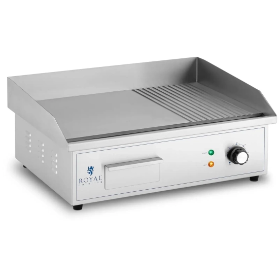 Royal Catering Grill elektryczny płyta grillowa gładka ryflowana 548 x 350