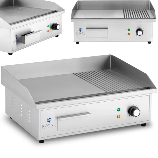Royal Catering Grill elektryczny płyta grillowa gładka ryflowana 548 x 350