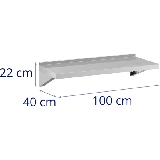 Royal Catering Półka ścienna wisząca kuchenna ze stali do 80 kg 100 x 40 cm