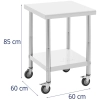 Royal Catering Stół blat roboczy na kółkach 2 poziomy 60 x 60 cm STAL do