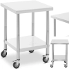 Royal Catering Stół blat roboczy na kółkach 2 poziomy 60 x 60 cm STAL do