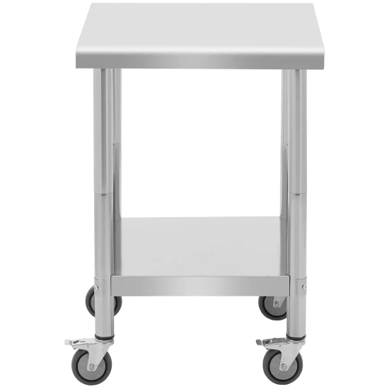 Royal Catering Stół blat roboczy na kółkach 2 poziomy 60 x 60 cm STAL do