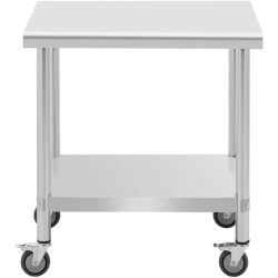 Royal Catering Stół blat roboczy na kółkach 2 poziomy 60 x 80 cm STAL do