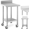 Royal Catering Stół blat roboczy na kółkach z rantem 2 poziomy 60 x 60 cm