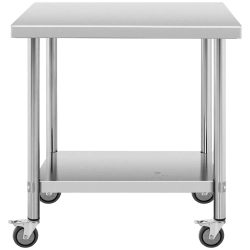 Royal Catering Stół blat roboczy na kółkach 2 poziomy 60 x 90 cm STAL do