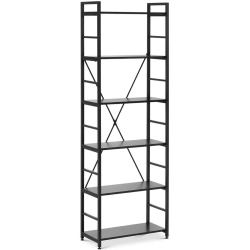 FROMM&STARCK STAR_BC_11 – czarny regał loftowy, 6 półek, 60 × 28 × 182 cm