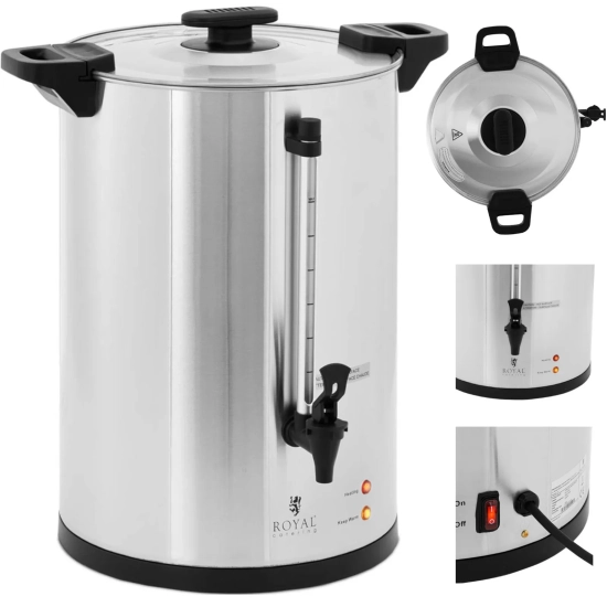 Royal Catering Zaparzacz do kawy herbaty z kranem 20 l 1650 W srebrny