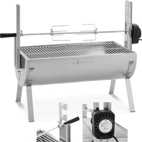 Royal Catering Grill węglowy z rożnem obrotowym elektrycznym do pieczenia