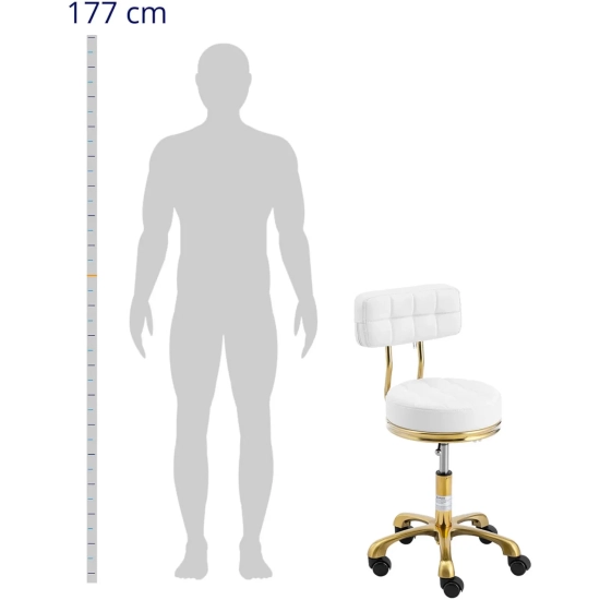 Physa Krzesło taboret hoker kosmetyczny z oparciem na kółkach do 150 kg