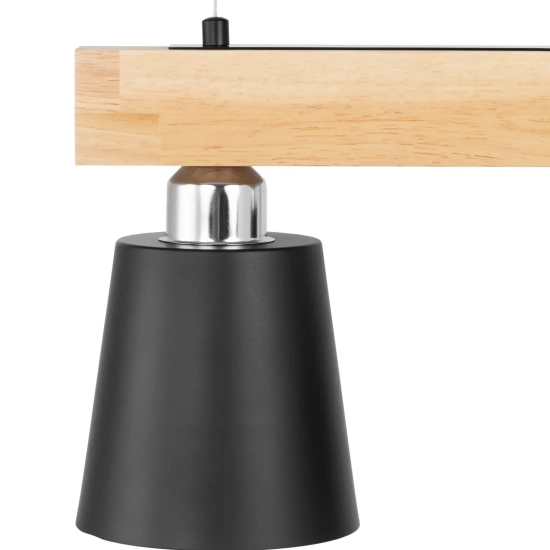 Uniprodo Lampa sufitowa wisząca 3 punktowa E27 - drewniana belka