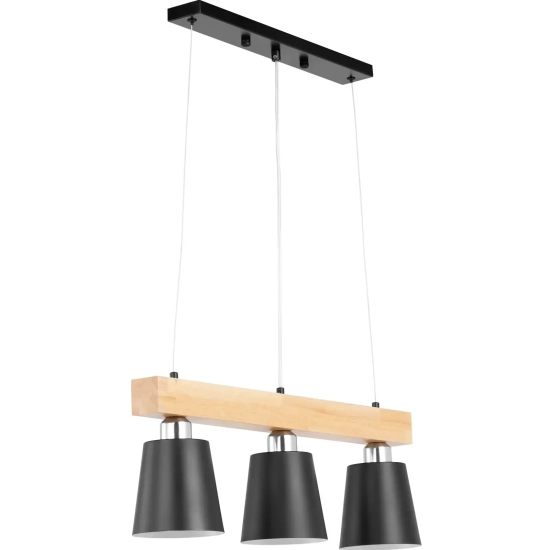 Uniprodo Lampa sufitowa wisząca 3 punktowa E27 - drewniana belka