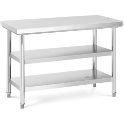 Royal Catering Stół blat roboczy centralny stalowy 3 poziomy 120 x 60 cm