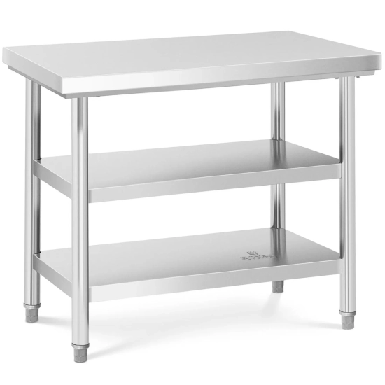 Royal Catering Stół blat roboczy stalowy nierdzewny z 2 półkami 100x70cm