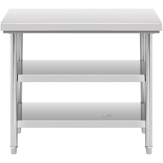 Royal Catering Stół blat roboczy stalowy nierdzewny z 2 półkami 100x70cm