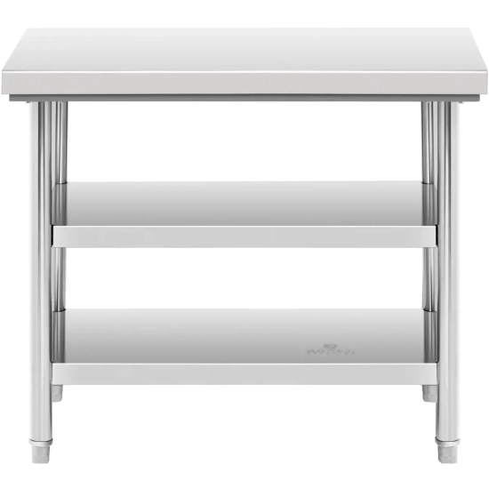 Royal Catering Stół blat roboczy centralny stalowy 2 półki 100 x 60 cm do
