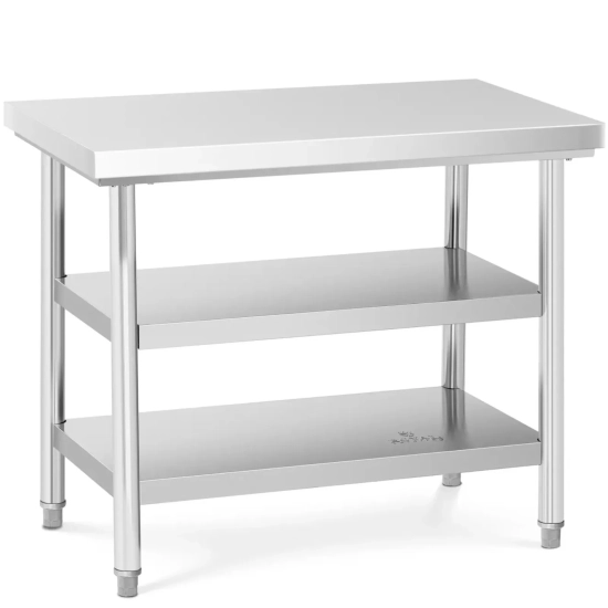 Royal Catering Stół blat roboczy centralny stalowy 2 półki 100 x 60 cm do